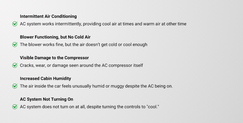 AC Compressor Failure Symptoms Checklist