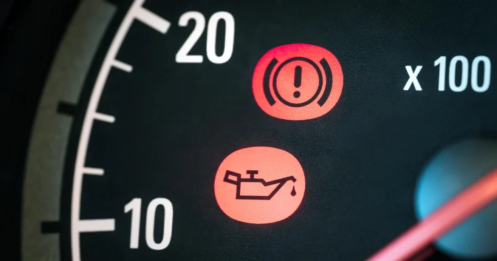 Change oil warning light on car dashboard
