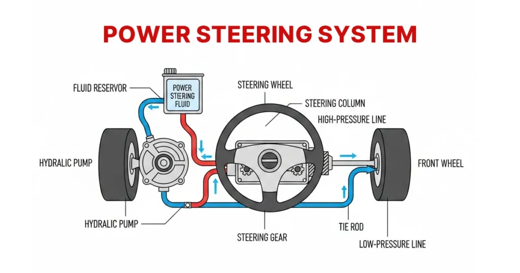Hydraulic power steering system diagram.
