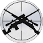 A no-gun symbol featuring a rifle and cross within a circle, associated with Eric's Car Care.