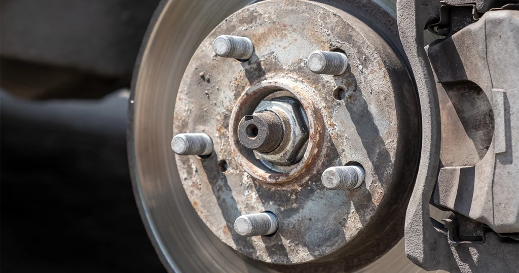 Worn brake rotor indicating time for replacement