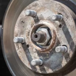 Worn brake rotor indicating time for replacement