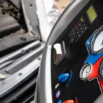 Car air conditioner system checking refrigerant gas pressure