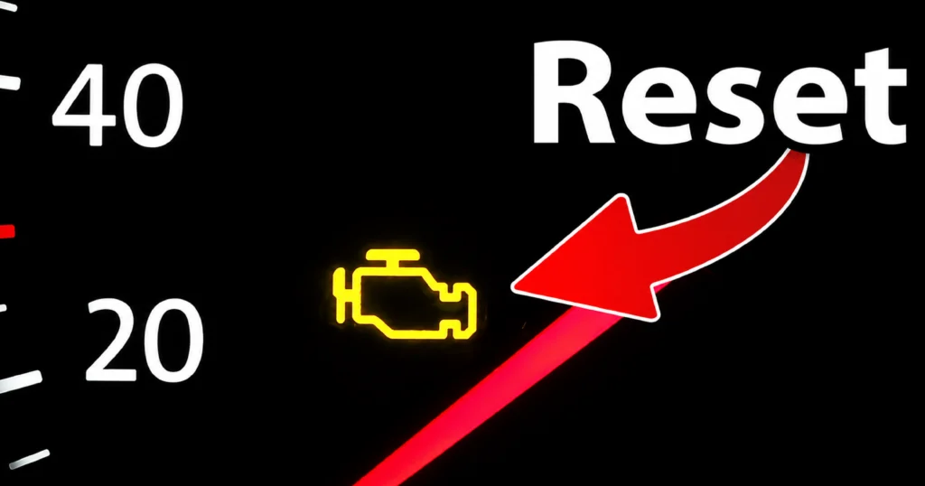 Check engine warning light with a reset arrow.